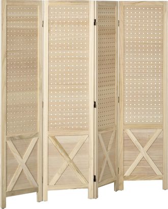 HOMCOM Homcom - Biombo De 4 Paneles Divisor De Habitaci&oacute;n Plegable 152x1,7x144,5cm Con Pantalla De Privacidad Agujeros Para Colgar Para Oficina Dormitorio