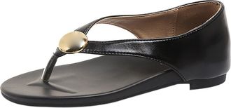 Generic Summer Wedges Shoes for Women Wedge Heel Sandals Summer Clip Toe Herringbone Metal Open Womens Walking Womens (Black, 7.5)