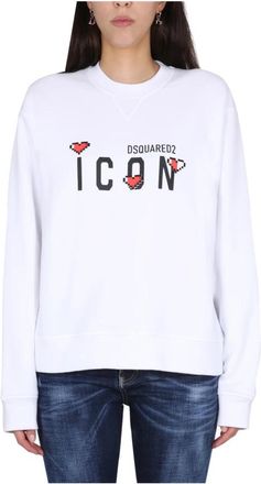 Dsquared2 Icon Game lover Cool Fit - Dames - Sweatshirts - Wit - L - Hoodies & sweatvesten