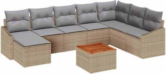 vidaXL Conjunto De Sof&aacute; De Jard&iacute;n 9 Pcs Beige, Gris Claro Vidaxl