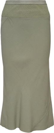 Rick Owens ribbed-waistband midi skirt - women - Nylon/Spandex/Elastane - 42 - Green