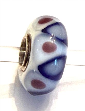 Trollbeads Womens Universal Bead Charm In Unique White With Brown, Navy, Blue