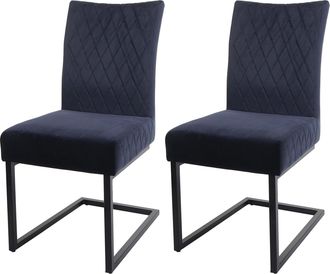 Hhg Hhg - Juego De 2 Sillas Basculantes 109, Silla De Visita Sill&oacute;n De Conferencia, Acero Aterciopelado Con Recubrimiento De Polvo, Azul Antracita