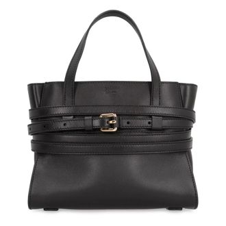 Moschino Handbags, female, Black, ONE SIZE, Small Leather Handbag with Zipper Closure