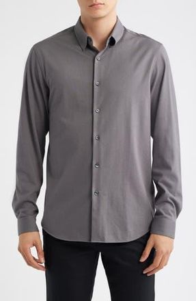 Theory Irving Structure Knit Button-Up Shirt in Carbon at Nordstrom Rack, Size Xx-Large