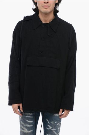 Auralee Wool Anorak Sweatshirt with Belt and Polo Collar size S