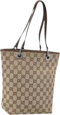 Gucci Pre-owned Tote Bags, female, Beige, Size: ONE SIZE Pre-owned Canvas Tote Bag
