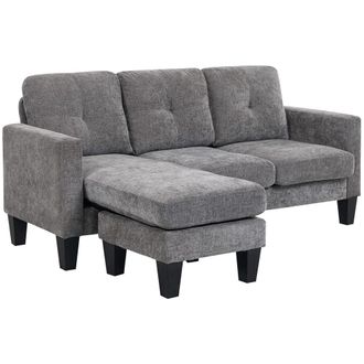 HOMCOM Sof&aacute; chaise longue 186x130x84 cm gris oscuro