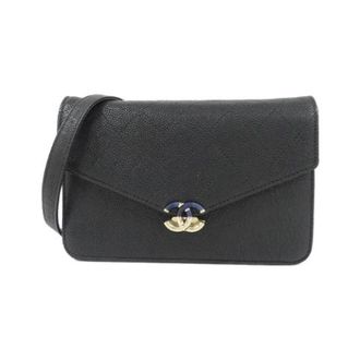 Chanel Pre-owned Caviar Skin Chain Wallet - Dames - Pre-owned - Zwart - Maat: ONE Size Leer