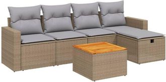 vidaXL Vidaxl - Juego De Sof&aacute;s Jard&iacute;n Con Cojines Beige Mezcla 6 Pzas Rat&aacute;n Pe