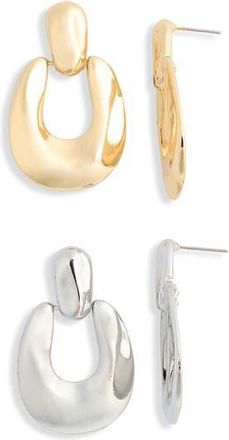 Natasha 2-Pack Doorknocker Drop Earrings in Gold/Silver at Nordstrom Rack