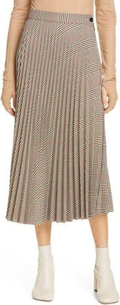 Maison Margiela Plaid Pleated Midi Skirt in Check Beige at Nordstrom, Size 4 Us