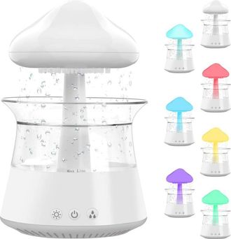OEM Humidificador Rain Clouds Con Luz Nocturna, 3 Modos De Lluvia/niebla, 300 Ml, Para Oficina, Hogar Y Habitaci&oacute;n Infantil, Sin Bpa, Color Blanco