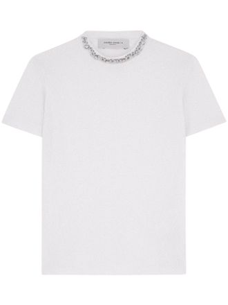 Golden Goose Golden Distressed Embroidered Cotton T-Shirt