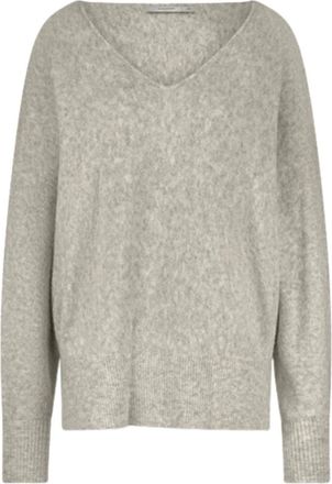 Summum Truien & Vesten, Dames, Grijs, L, Wol, Oversized Wollen Blend Gebreide Trui