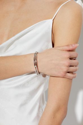 Coach Bracelet With Logo And Shimmering Crystals, Womens, Silver