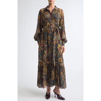 Etro Printed Midi Dress in Print On Black Base at Nordstrom, Size 44