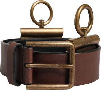 Dolce & Gabbana Men Brown Classic Leather Metal Buckle Belt Calf