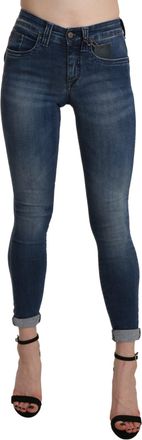 Ermanno Scervino Washed High Waist Skinny Cropped Cotton Womens Jeans
