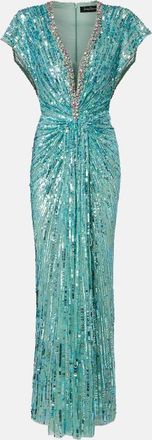 Jenny Packham Lacie gathered embellished gown