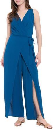 London Times Solid Side Tie Jumpsuit in Blue Opal at Nordstrom Rack, Size 12