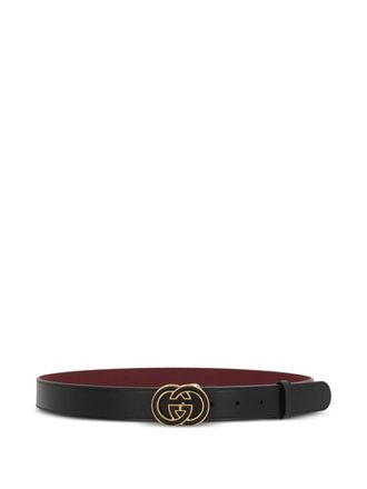 Gucci Leren riem met GG-logo - Zwart