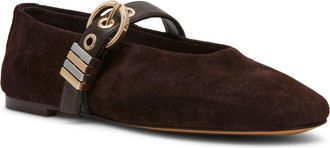 Steve Madden Lucia Mary Jane Flat in Brown Suede at Nordstrom, Size 5.5