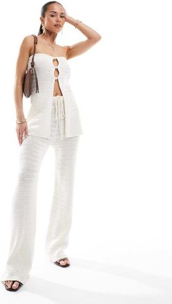 4th & Reckless crochet beach pants in cream - part of a set-White