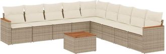 vidaXL Juego De Sof&aacute;s Jard&iacute;n Con Cojines Beige 10 Pzas Rat&aacute;n Sint&eacute;tico Vidaxl
