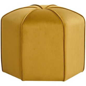 Beliani Pouf poggiapiedi moderno rotondo in velluto giallo Wishek