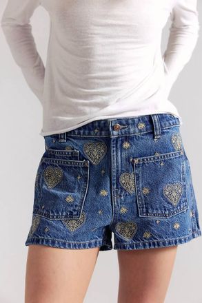 Free People Womens Bettie Embroidered Short In Blue