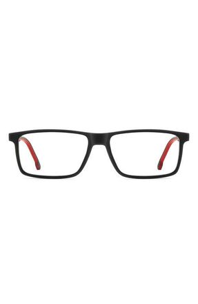 Carrera 56mm Rectangular Optical Glasses in Matte Black Red at Nordstrom