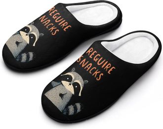 Generic I Require Snacks Funny Raccoon Funny Mens Cotton Slippers Soft Non-Slip Rubber Sole House Slipper Indoor Outdoor