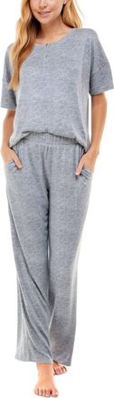 Roudelain Printed Henley Top & Matching Pants Pajama Set In Vintago Camo
