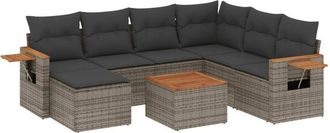 vidaXL Vidaxl - Set De Sof&aacute;s De Jard&iacute;n 8 Pzas Y Cojines Rat&aacute;n Sint&eacute;tico Gris