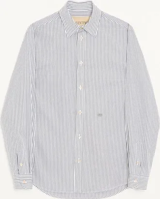 Valentino Valentino cotton poplin shirt with striped VLogo embroidery