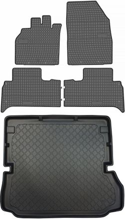 OEM Renault Grand Scenic Iii Minivan De 04.2009 A 11.2016 Set - Alfombrillas De Goma Para Coche + Alfombrilla Para Maletero