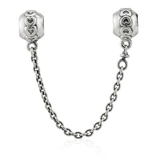 Pandora Band Of Hearts Safety Chain Charm In Sterling Silver
