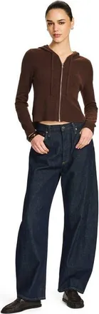 Naadam Signature Cashmere Cropped Zip Up Hoodie in Chocolate at Nordstrom, Size Medium