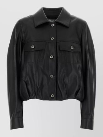 Loewe leather jacket collared front pockets long sleeves