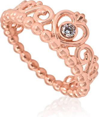 Pandora Ladies 14K Rose Gold Princess Tiara Crown Ring, Size 54