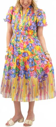 Fate Vibrant Floral Motif Midi Dress In Multi