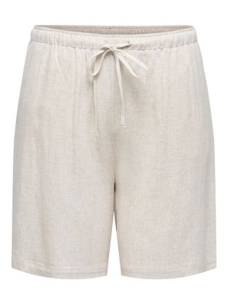 Only Carmakoma Shorts ONLY CARMAKOMA CARSIESTA MW PULL-UP LIN BL SHORTS NOOS, Damen, Gr. 42, N-Gr, moonbeam, Web, Obermaterial: 80% Viskose, 20% Leinen, unifarben, l