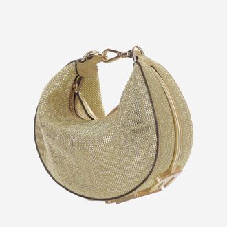 Fendi Womens Mini Leather Shoulder Bag Fendigraphy Gold