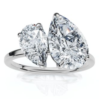 Pompeii3 3Ct Toi Et Moi Pear Shape Diamond Ring 14k Gold Lab Grown