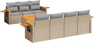 vidaXL Vidaxl - Juego De Sof&aacute;s De Jard&iacute;n Con Cojines Beige 8 Pzas Rat&aacute;n Pe