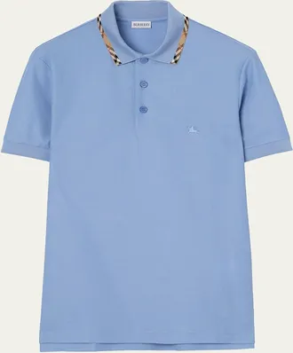 Burberry Mens Slim Fit Check-Placket Pique Polo Shirt