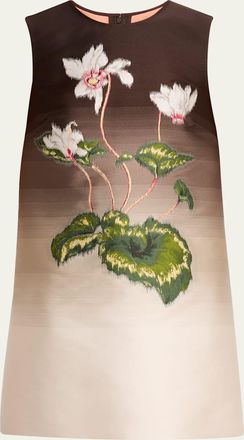 Oscar De La Renta Degrade Cyclamen Jacquard Sleeveless Mini Dress