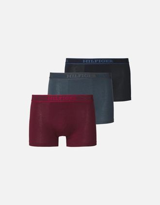 Tommy Hilfiger Mens Tommy Hilfiger Mens Trunks 3 Pack Hilfiger Monotype Repeat Logo Stretch Trunks - Red/Red - Size: 32/30/31