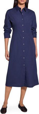 Theory Fixed Sleeve Poplin Midi Dress in Nocturne Navy at Nordstrom Rack, Size 00